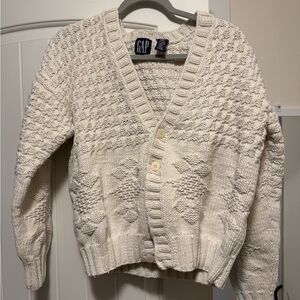 GAP Women's Cream Textured Cardigan